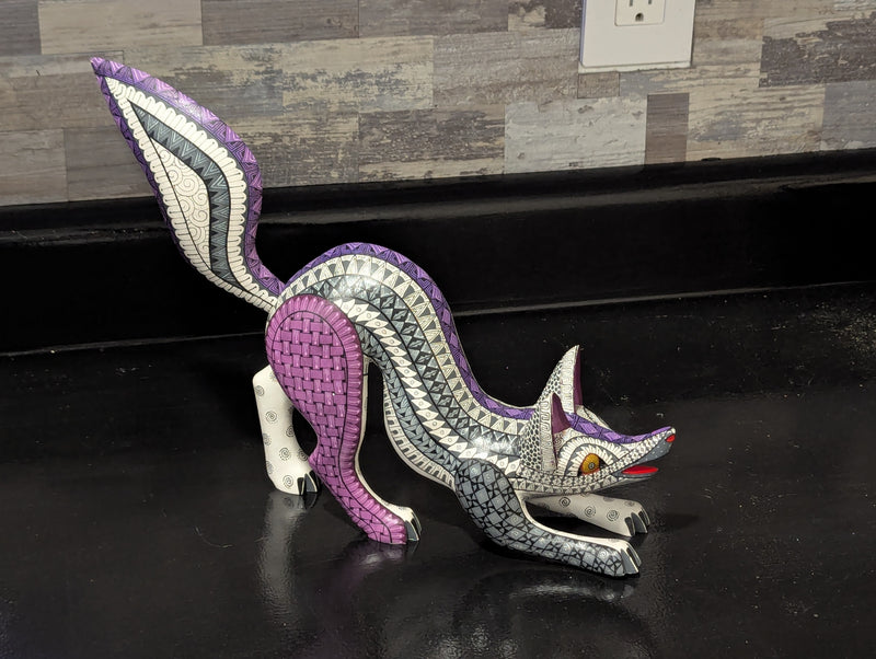 Fox Alebrije Mexican Art of Oaxaca Mexico, Handmade Home Decor Original Wood Sculpture, Unique Carved Animal Statue, Fox Sculpture Art