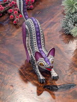 Fox Alebrije Mexican Art of Oaxaca Mexico, Handmade Home Decor Original Wood Sculpture, Unique Carved Animal Statue, Fox Sculpture Art