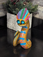 Snake Alebrije Fusion Art | Handmade Home Decor, Folk Art Original Wood Sculpture from Oaxaca Mexico, Unique Carved Animal Snake Statue