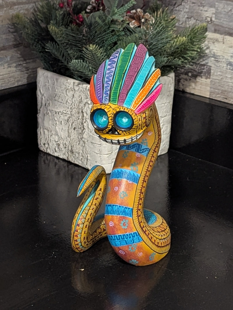 Snake Alebrije Fusion Art | Handmade Home Decor, Folk Art Original Wood Sculpture from Oaxaca Mexico, Unique Carved Animal Snake Statue