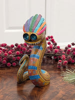 Snake Alebrije Fusion Art | Handmade Home Decor, Folk Art Original Wood Sculpture from Oaxaca Mexico, Unique Carved Animal Snake Statue