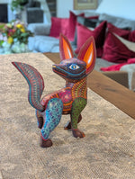 Fox Alebrije Mexican Art of Oaxaca Mexico, Handmade Home Decor Original Wood Sculpture, Unique Carved Animal Statue, Fox Sculpture Art