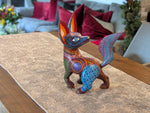 Fox Alebrije Mexican Art of Oaxaca Mexico, Handmade Home Decor Original Wood Sculpture, Unique Carved Animal Statue, Fox Sculpture Art