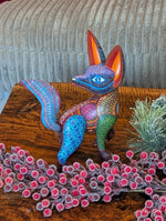 Fox Alebrije Mexican Art of Oaxaca Mexico, Handmade Home Decor Original Wood Sculpture, Unique Carved Animal Statue, Fox Sculpture Art