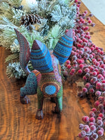 Fox Alebrije Mexican Art of Oaxaca Mexico, Handmade Home Decor Original Wood Sculpture, Unique Carved Animal Statue, Fox Sculpture Art