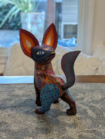 Fox Alebrije Mexican Art of Oaxaca Mexico, Handmade Home Decor Original Wood Sculpture, Unique Carved Animal Statue, Fox Sculpture Art