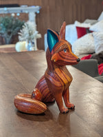 Handcarved Oaxacan Alebrije Fox Figurine | Hand-Painted Mexican Folk Art | Wood Animal Decor