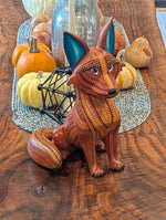 Handcarved Oaxacan Alebrije Fox Figurine | Hand-Painted Mexican Folk Art | Wood Animal Decor