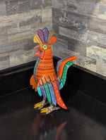 Hand-Carved Alebrije Rooster Figurine | Hand Painted Mexican Folk Art | Vibrant Oaxacan Wood Carving