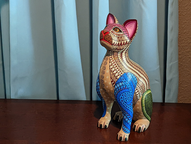 Cat Fusion Alebrije Figurine, Handmade Home Decor, Folk Art from Oaxaca Mexico, Original Wood Sculpture, Carved Animals, Unique Cat Statue