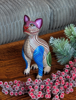 Cat Fusion Alebrije Figurine, Handmade Home Decor, Folk Art from Oaxaca Mexico, Original Wood Sculpture, Carved Animals, Unique Cat Statue