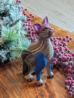 Cat Fusion Alebrije Figurine, Handmade Home Decor, Folk Art from Oaxaca Mexico, Original Wood Sculpture, Carved Animals, Unique Cat Statue