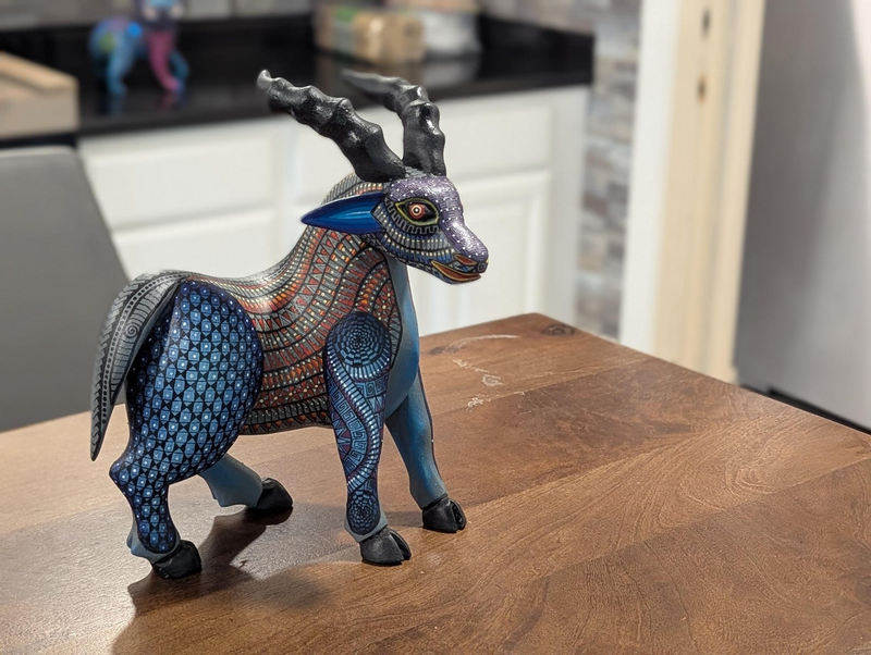 Kudu Alebrije is Genuine Mexican Folk Art | Vibrant Handcraftsmanship on this Oaxacan Wood Carving is Superb, Collectible Home Decor