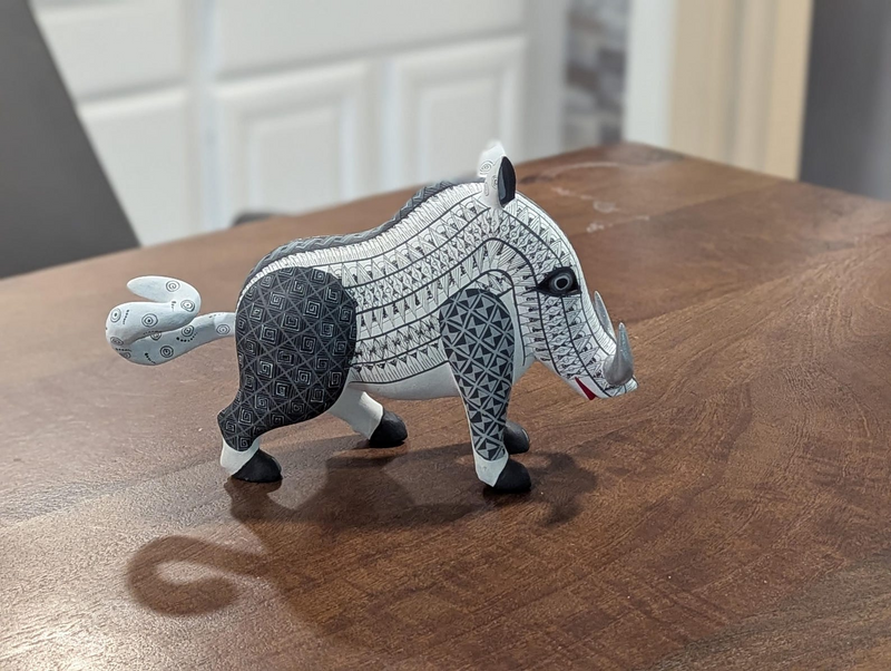Warthog Alebrije is Genuine Mexican Folk Art | Vibrant Handcraftsmanship on this Oaxacan Wood Carving is Superb, Collectible Home Decor