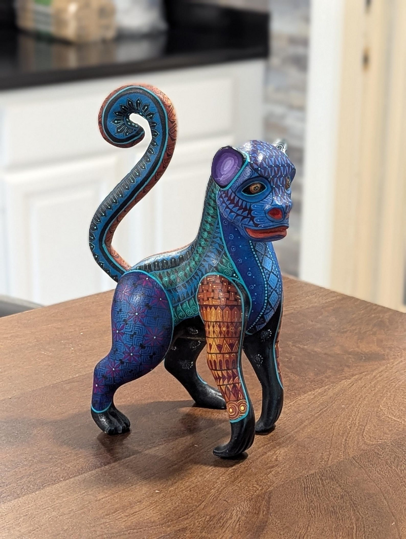 Monkey Alebrije is Genuine Mexican Folk Art | Vibrant Handcraftsmanship on this Oaxacan Wood Carving is Superb, Collectible Home Decor