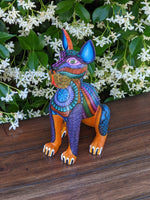 Dog Alebrije Figurine, Handmade Home Decor, Folk Art from Oaxaca Mexico, Original Wood Sculpture, Carved Animals, Unique Dog Statue Gift