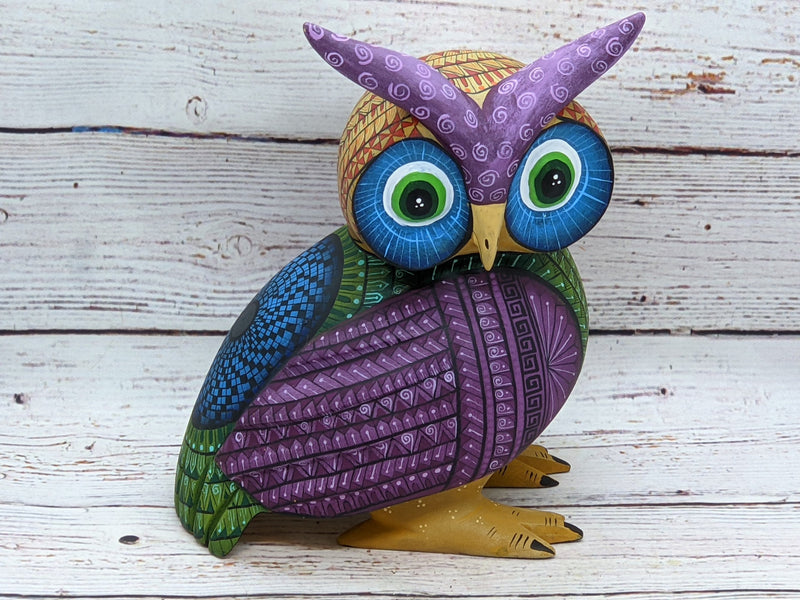 Owl Alebrije Figurine, Handmade Home Decor, Folk Art from Oaxaca Mexico, Original Wood Sculpture, Carved Animals, Unique Owl Statue Gift