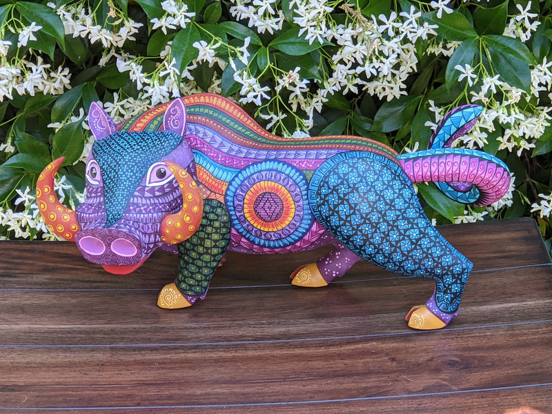 Warthog Alebrije Figurine, Handmade Home Decor, Folk Art from Oaxaca Mexico, Original Wood Sculpture, Unique Warthog Statue Gift
