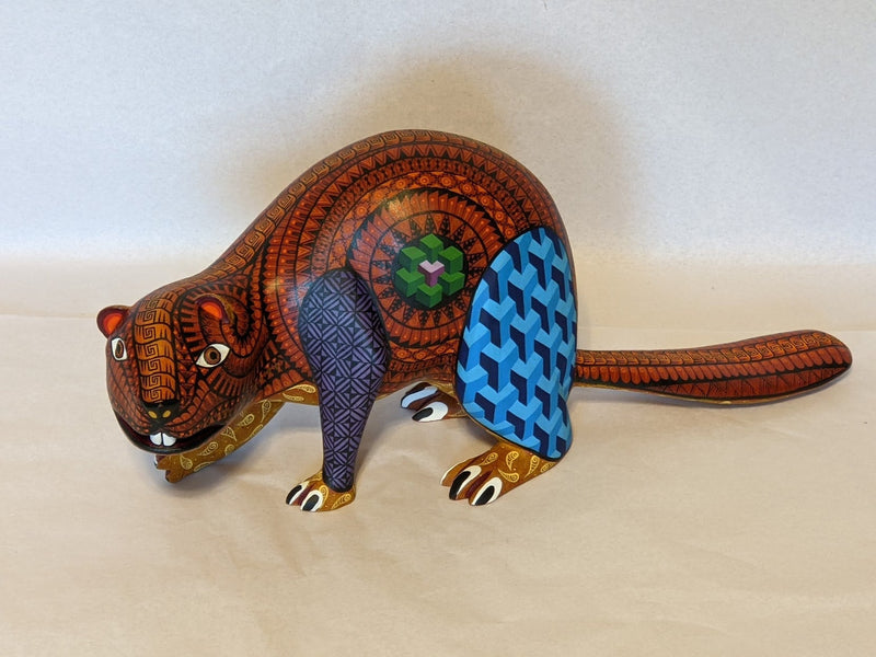 Beaver Alebrije, Repaired, Oaxaca Mexico Folk Art, Handmade Home Decor, Original Wood Sculpture, Carved Animal, Unique Gift Geniune Original