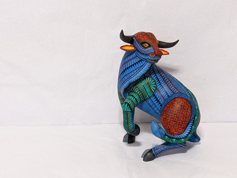 Bull Alebrije Figurine, Handmade Home Decor, Folk Art from Oaxaca Mexico, Original Wood Sculpture, Carved Animals, Unique Bull Statue Gift