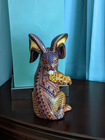 Rabbit Alebrije Figurine, Handmade Home Decor, Folk Art from Oaxaca Mexico, Original Wood Sculpture, Carved Animals, Unique Rabbit