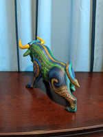 Bull Alebrije, Oaxaca Mexico Folk Art, Handmade Home Decor, Original Wood Sculpture, Carved Animal, Unique Genuine Original