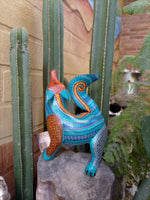 Wolf Alebrije Figurine, Handmade Home Decor, Folk Art from Oaxaca Mexico, Original Wood Sculpture, Carved Animals, Unique Wolf Statue Gift