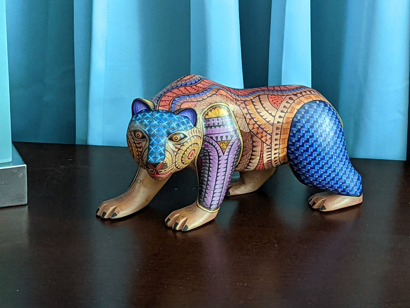 Bear Alebrije Art, Handmade Home Decor, Folk Art from Oaxaca Mexico, Original Wood Sculpture, Carved Animals, Unique Bear Statue Gif