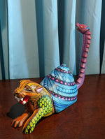 Jaguar Fusion Figurine, Handmade Home Decor, Folk Art from Oaxaca Mexico, Original Wood Sculpture, Carved Animals, Unique Jaguar Statue Gift