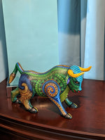 Bull Alebrije, Oaxaca Mexico Folk Art, Handmade Home Decor, Original Wood Sculpture, Carved Animal, Unique Genuine Original
