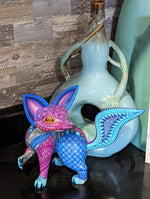 Fox Alebrije Art, Mexican Art of Oaxaca Mexico, Handmade Home Decor, Original Wood Sculpture, Unique Carved Animal Statue, Fox Sculpture Art