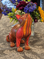 Cat Alebrije Art, Mexican Wood Carving Home Decor, Handmade Animal Sculpture & Mexican Folk Art, Carved Animal Statue, Cat Sculpture Art