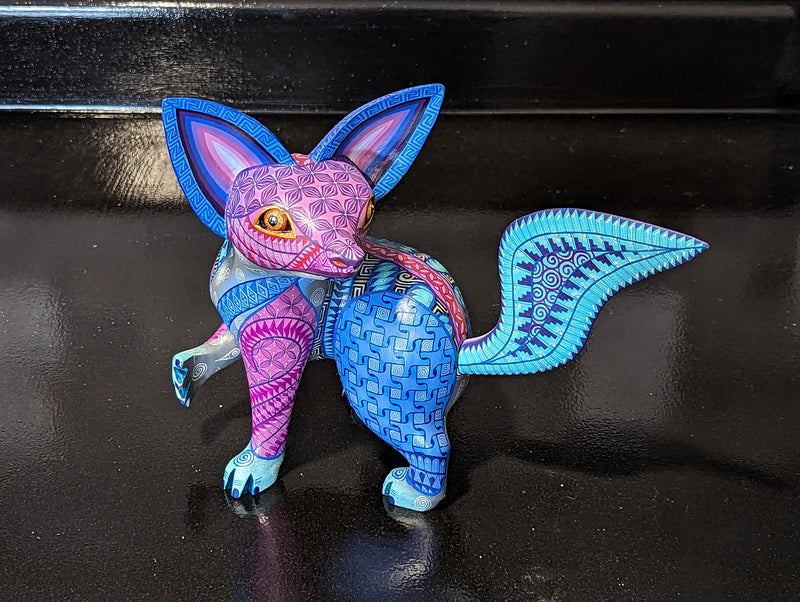 Fox Alebrije Art, Mexican Art of Oaxaca Mexico, Handmade Home Decor, Original Wood Sculpture, Unique Carved Animal Statue, Fox Sculpture Art