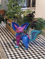 Fox Alebrije Art, Mexican Art of Oaxaca Mexico, Handmade Home Decor, Original Wood Sculpture, Unique Carved Animal Statue, Fox Sculpture Art