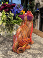 Cat Alebrije Art, Mexican Wood Carving Home Decor, Handmade Animal Sculpture & Mexican Folk Art, Carved Animal Statue, Cat Sculpture Art