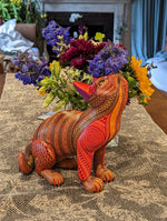 Cat Alebrije Art, Mexican Wood Carving Home Decor, Handmade Animal Sculpture & Mexican Folk Art, Carved Animal Statue, Cat Sculpture Art