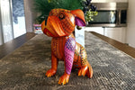 Bulldog Alebrije Art, Mexican Wood Carving Home Decor, Handmade Animal Sculpture & Mexican Folk Art, Dog Alebrije