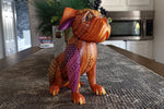 Bulldog Alebrije Art, Mexican Wood Carving Home Decor, Handmade Animal Sculpture & Mexican Folk Art, Dog Alebrije