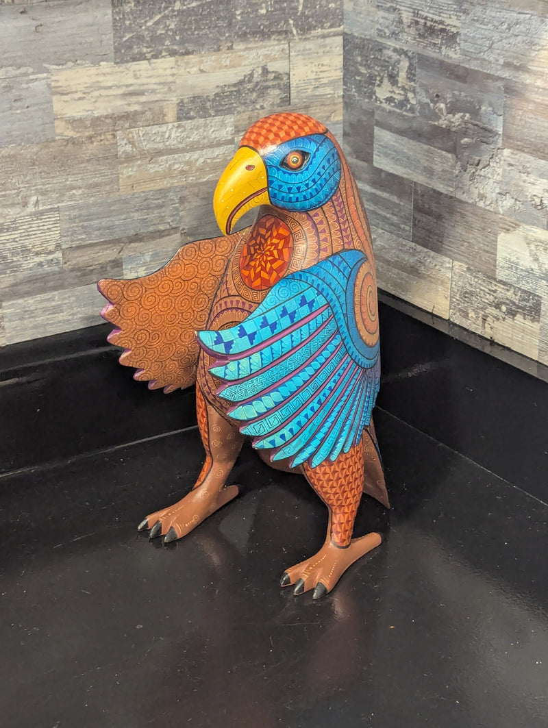 Hand-Carved Alebrije Eagle Statue | Hand-Painted Oaxacan Wood Bird Sculpture