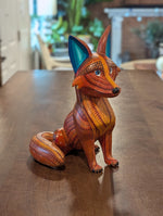 Handcarved Oaxacan Alebrije Fox Figurine | Hand-Painted Mexican Folk Art  | Wood Animal Decor