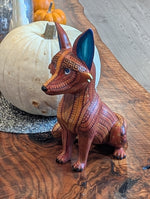 Handcarved Oaxacan Alebrije Fox Figurine | Hand-Painted Mexican Folk Art  | Wood Animal Decor