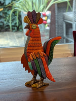 Hand-Carved Alebrije Rooster Figurine |  Hand Painted Mexican Folk Art  | Vibrant Oaxacan Wood Carving