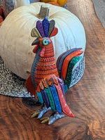 Hand-Carved Alebrije Rooster Figurine |  Hand Painted Mexican Folk Art  | Vibrant Oaxacan Wood Carving