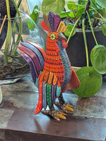 Hand-Carved Alebrije Rooster Figurine |  Hand Painted Mexican Folk Art  | Vibrant Oaxacan Wood Carving