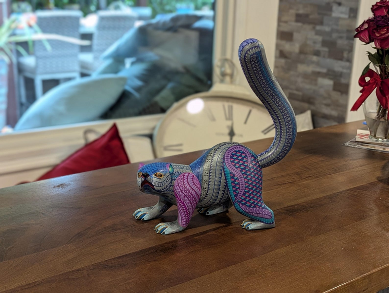 Coati Alebrije is Genuine Mexican Folk Art | Vibrant Handcraftsmanship on this Oaxacan Wood Carving is Superb, Collectible Home Decor