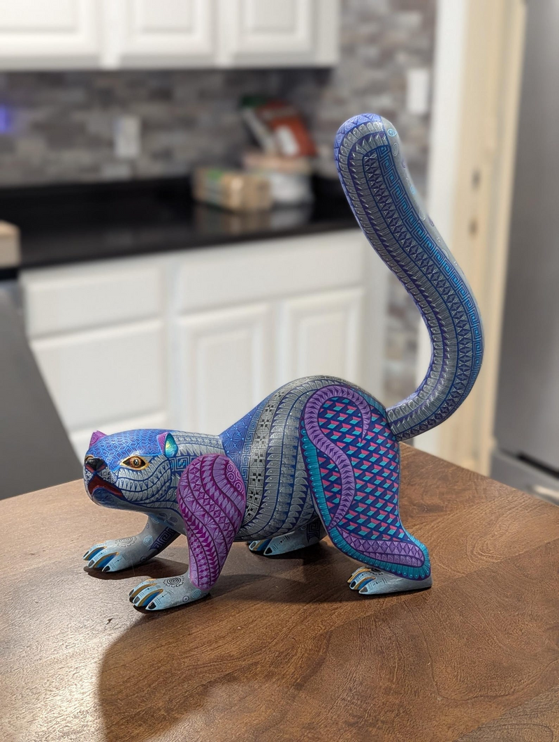 Handmade Oaxacan Coati Alebrije Figurine | Hand Painted Mexican Folk Art | Copal Wood Carving Sculpture