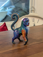 Monkey Alebrije is Genuine Mexican Folk Art | Vibrant Handcraftsmanship on this Oaxacan Wood Carving is Superb, Collectible Home Decor