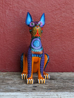 Dog Alebrije Figurine, Handmade Home Decor, Folk Art from Oaxaca Mexico, Original Wood Sculpture, Carved Animals, Unique Dog Statue Gift