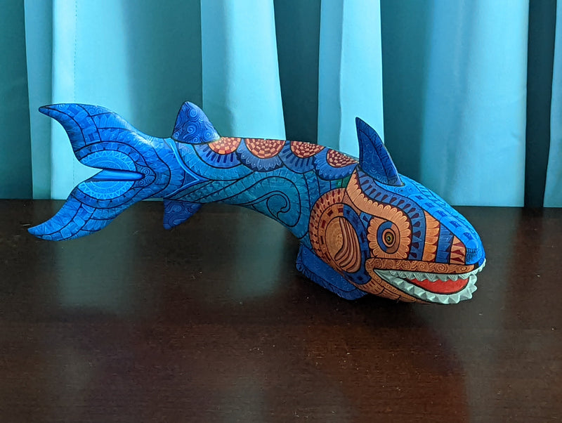 Shark Alebrije Figurine, Handmade Home Decor, Oaxaca Mexico FolkArt, Original Wood Sculpture, Carved Animal, Unique Gift, Shark Statue