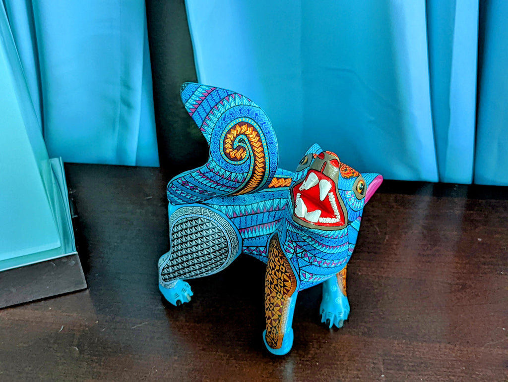Wolf Alebrije Figurine, Handmade Home Decor, Folk Art from Oaxaca Mexi